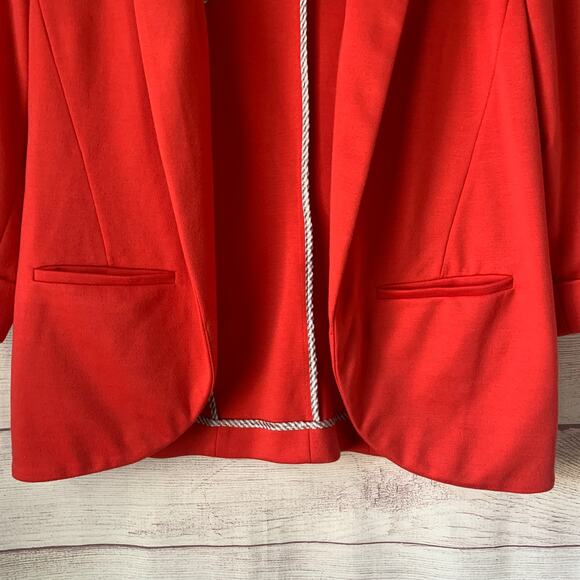 Lauren Conrad Dark Coral Pink Blazer Jacket Open Front Elbow Length Sleeves Sz 4 - Picture 3 of 11